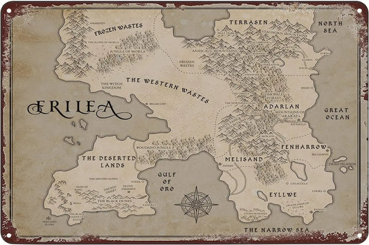 Throne of Glass Erilea Map Metal Sign